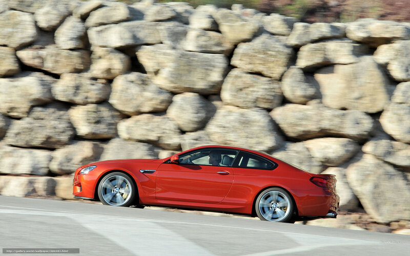 Red BMW M6 Coupe — Dynamic, Afternoon, Photograph, Car, Road, Stone Wall