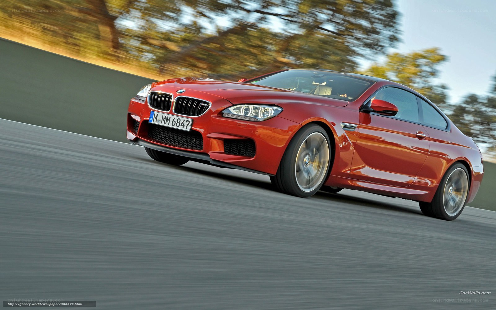 Red BMW M6 on a racetrack