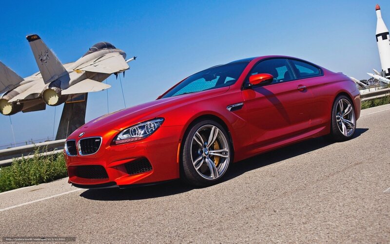 Red BMW M6 on display