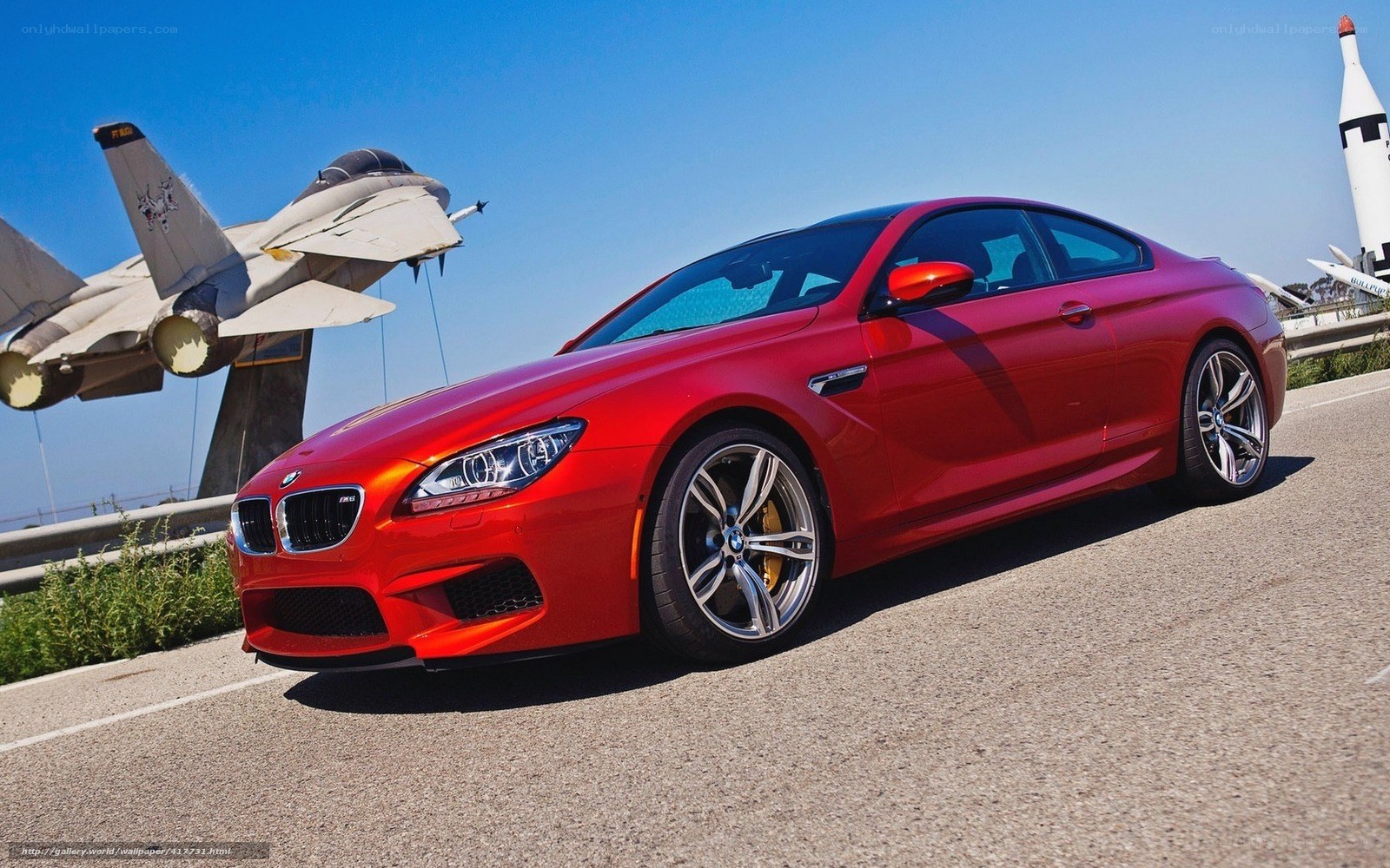 Red BMW M6 on display