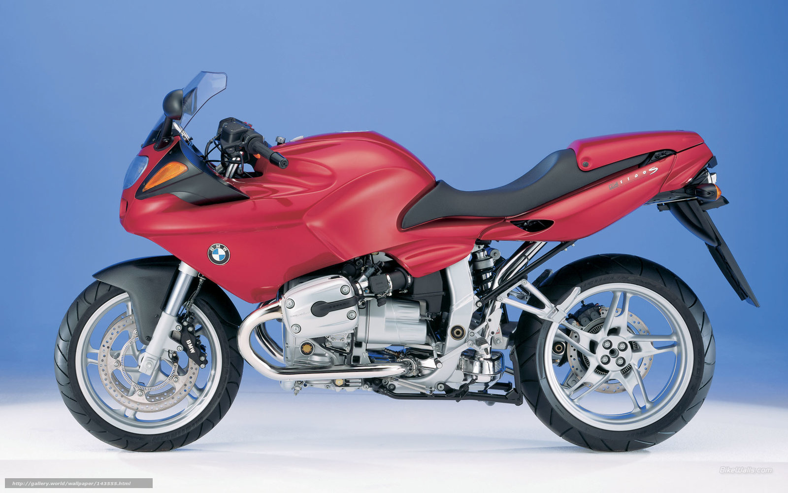 Red BMW motorcycle side view