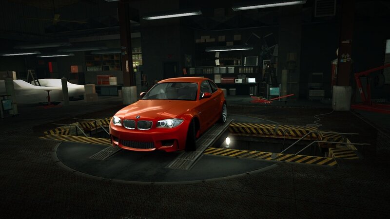 Red BMW on a turntable