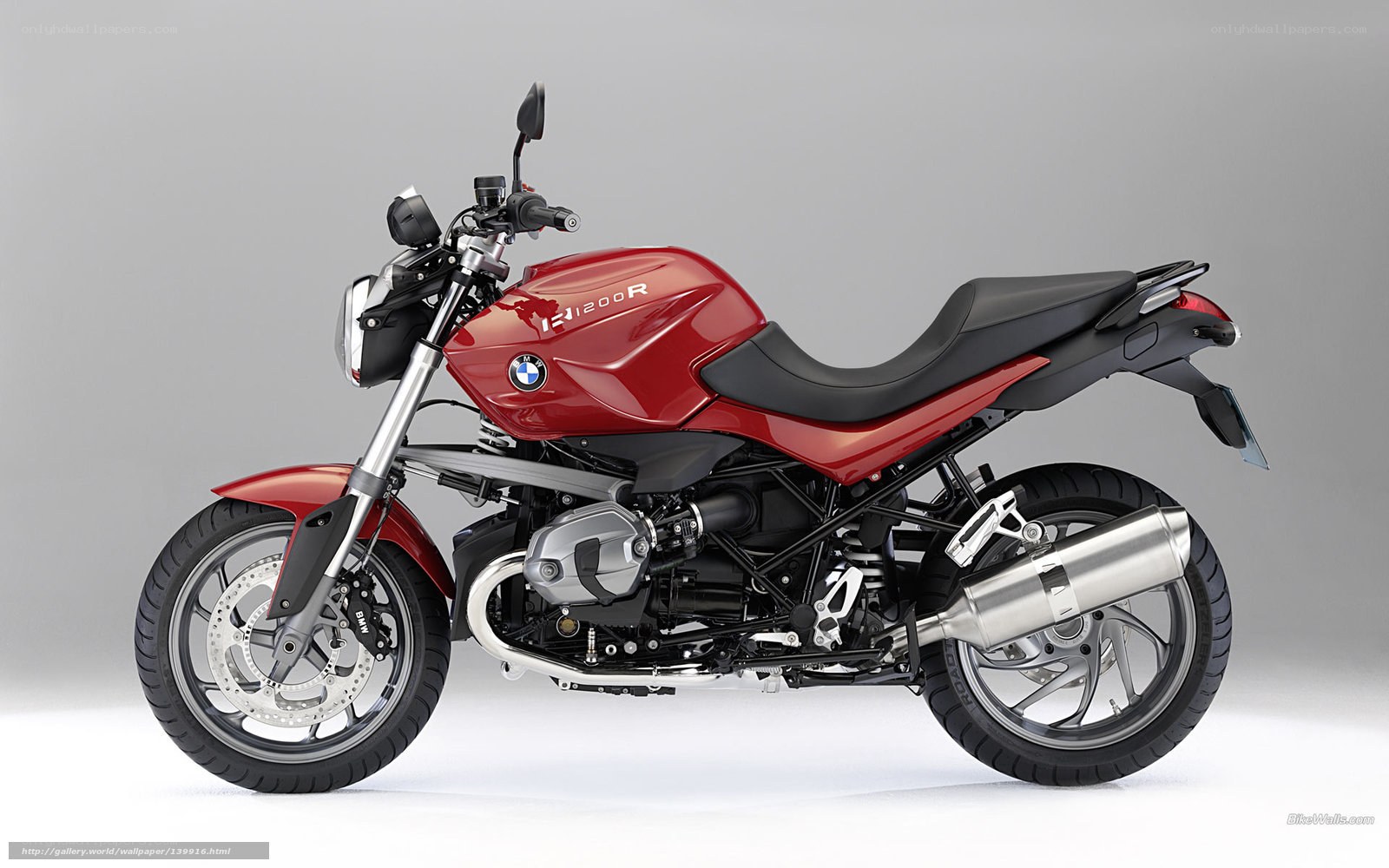 Red BMW R1200R motorcycle