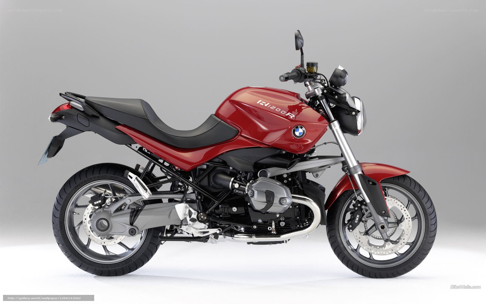 Red BMW R1200R motorcycle
