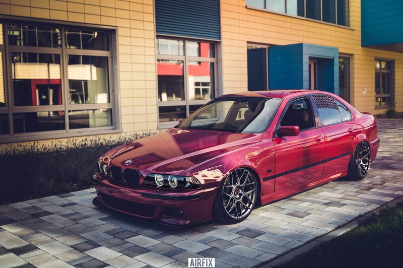 Red BMW Sedan — Dramatic, Afternoon