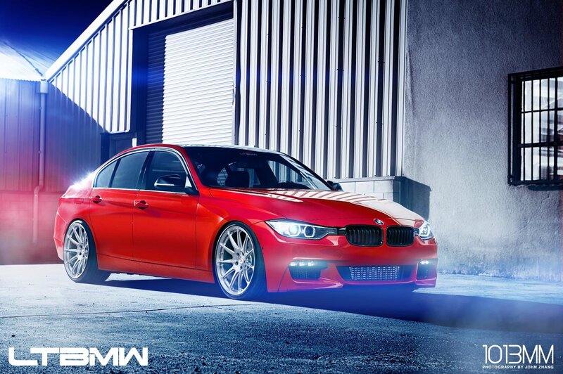 Red Bmw Sedan — Dramatic, Night, Photograph