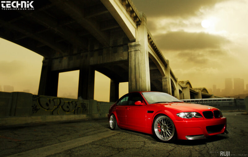 Red Bmw Sedan — Dramatic, Sunset