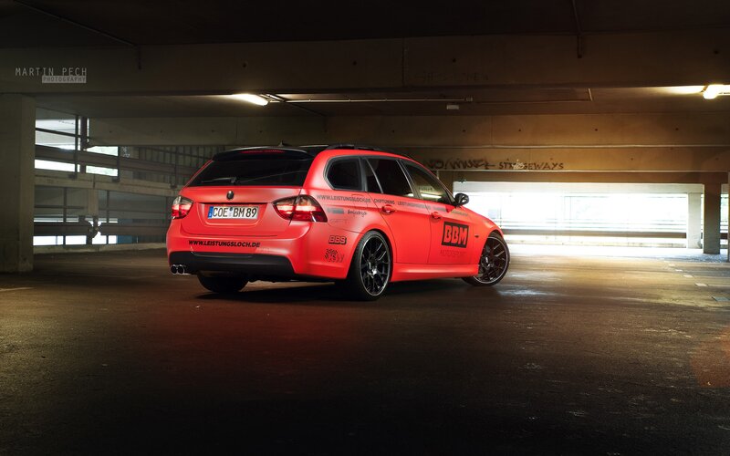 Red BMW Station Wagon — Dramatic, Photograph