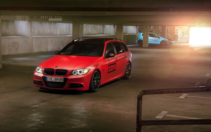 Red Bmw Station Wagon — Dramatic