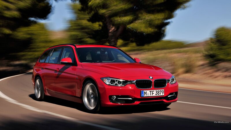 Red BMW Station Wagon — Dynamic, Afternoon, Photograph