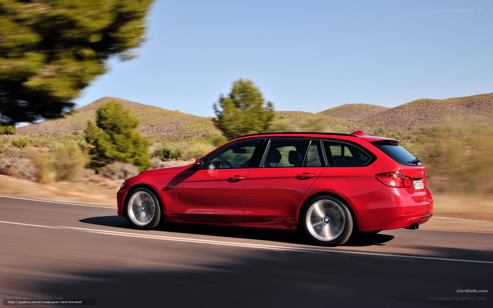 red bmw station wagon on road