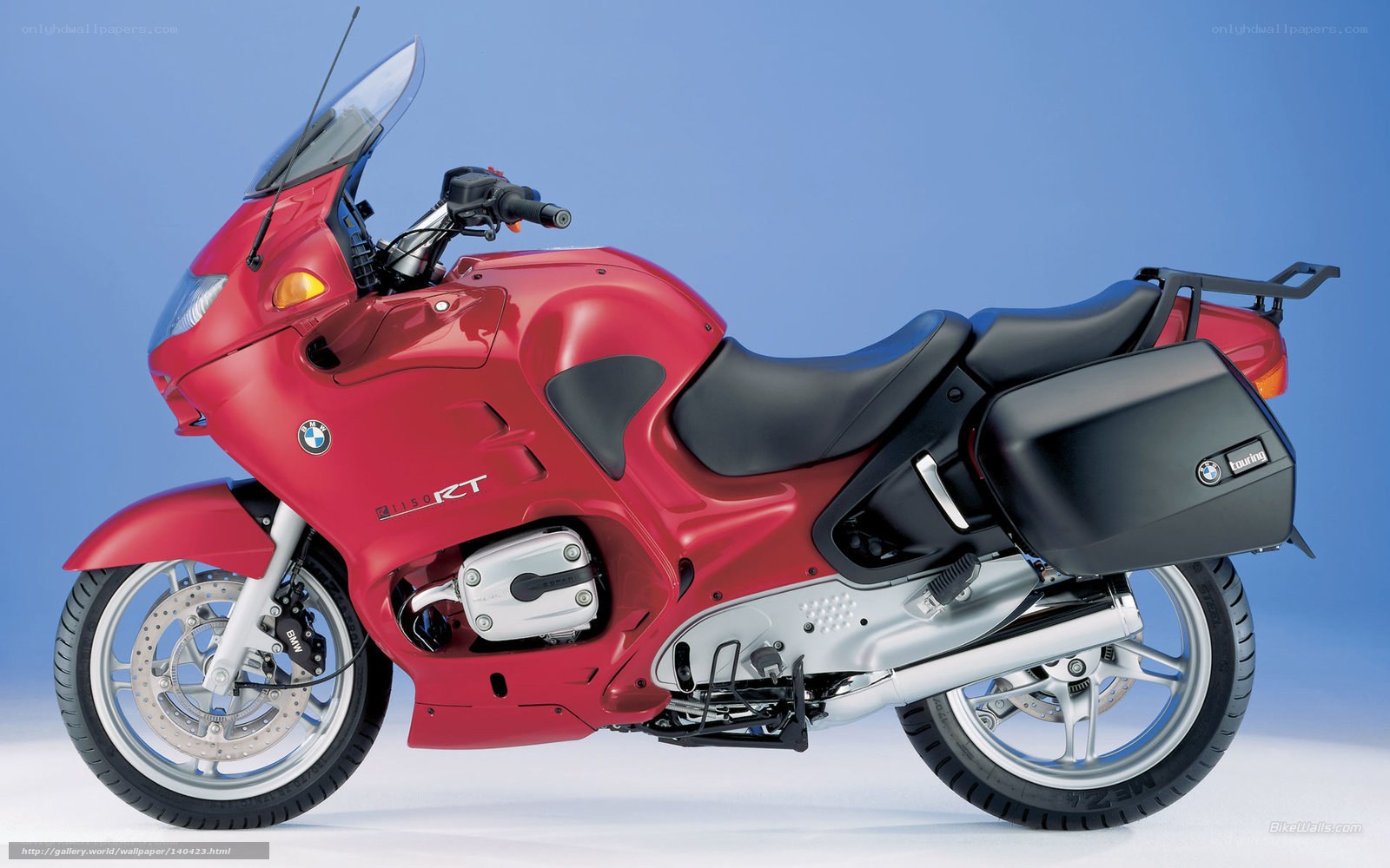Red BMW touring motorcycle