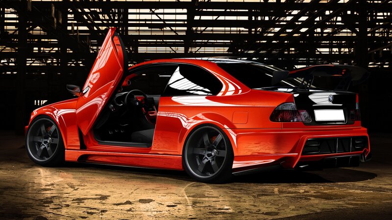 Red BMW with open door