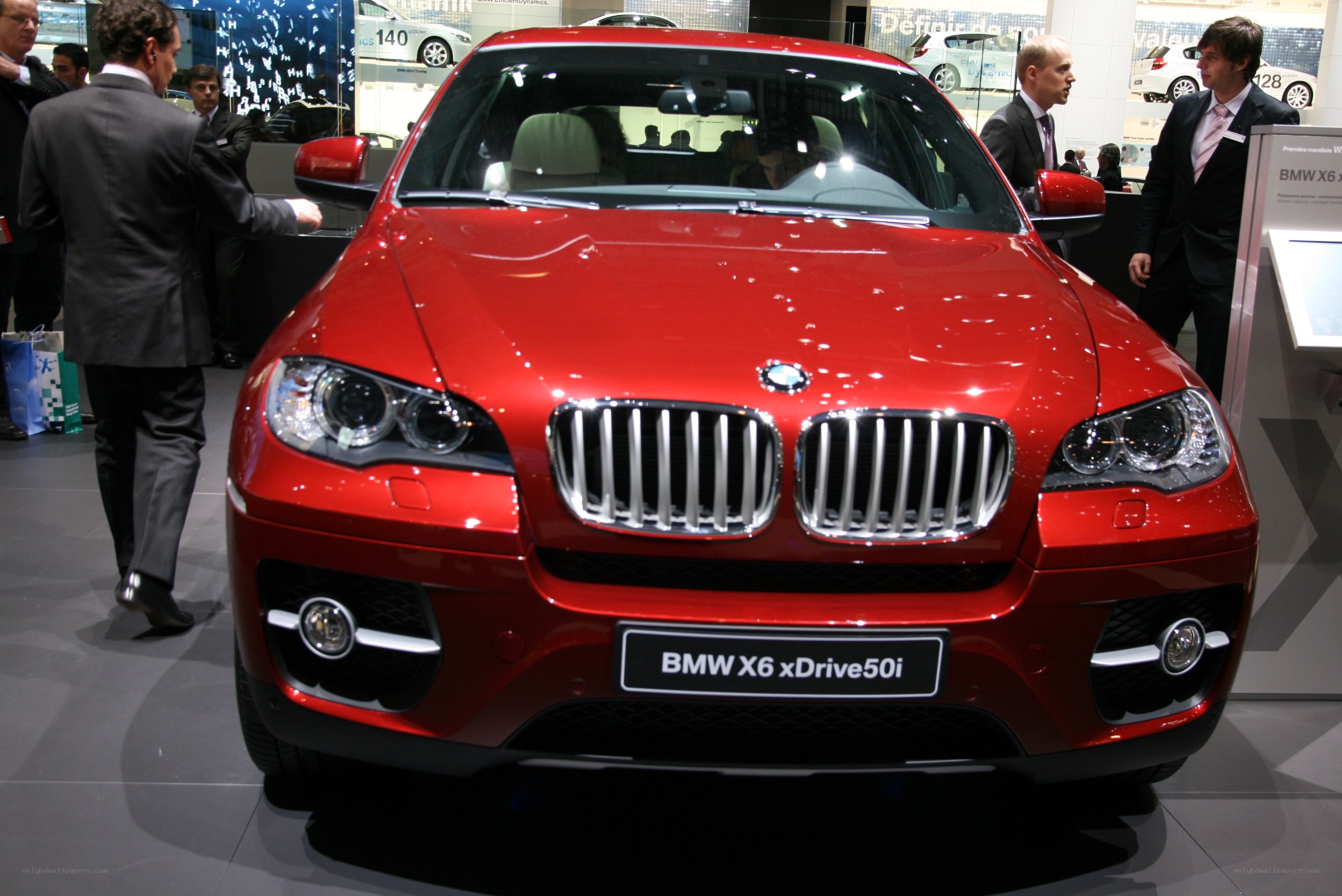 Red BMW X6 on display
