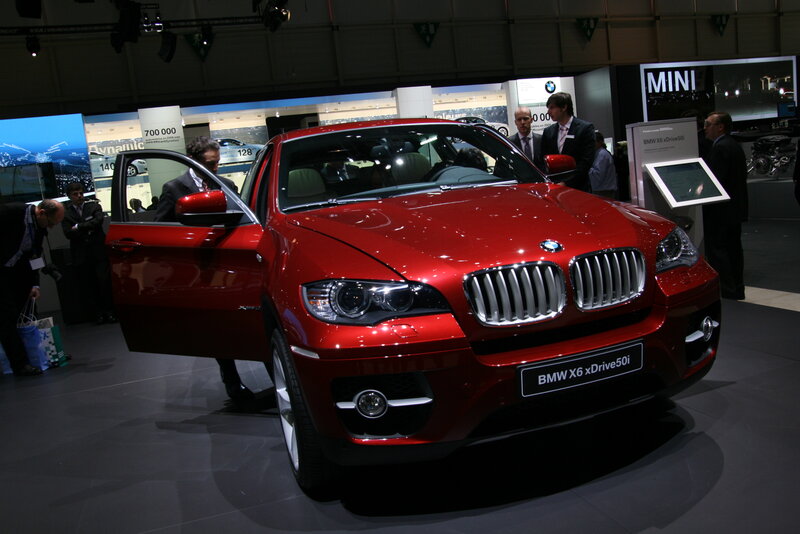 Red BMW X6 on display