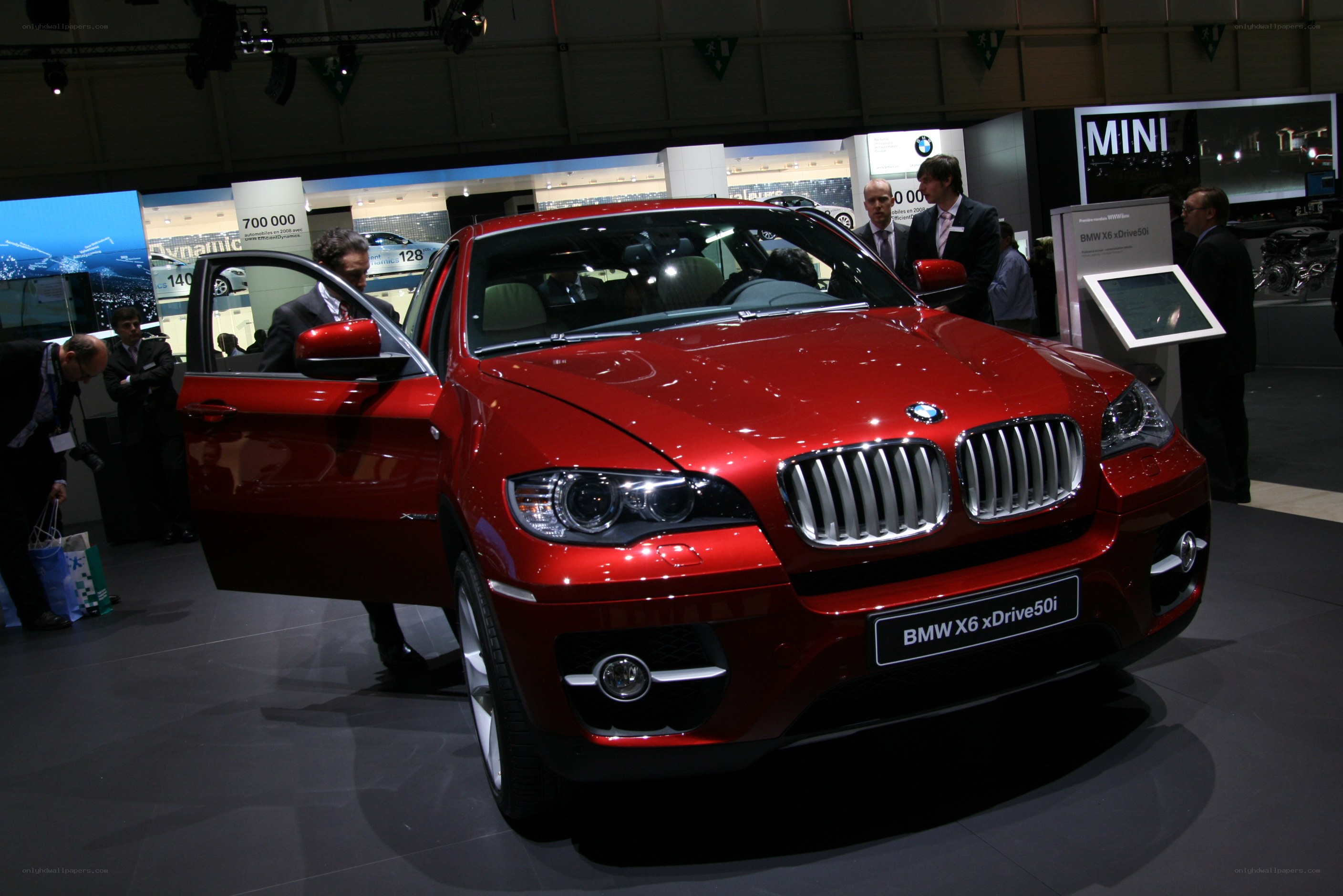Red BMW X6 on display