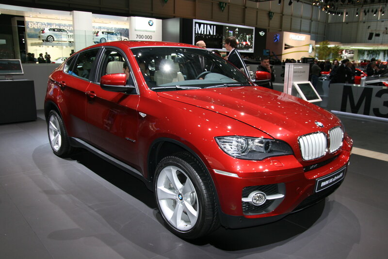 Red BMW X6 on display