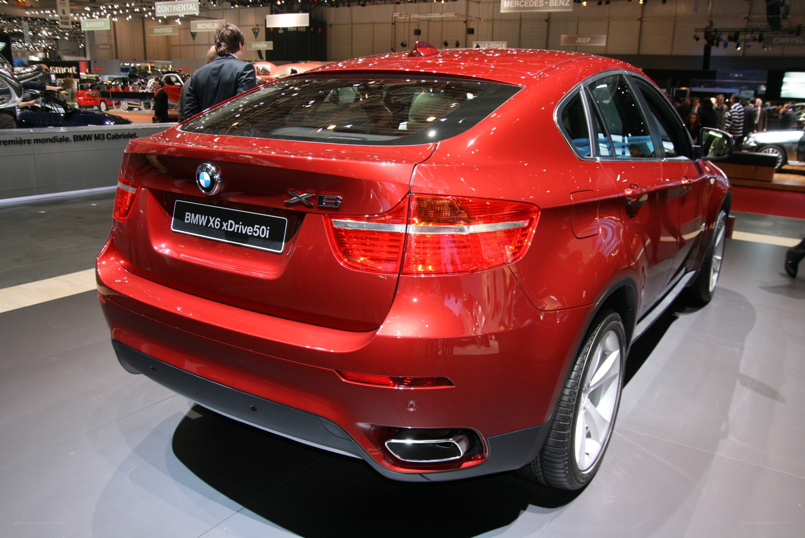 Red BMW X6 on display