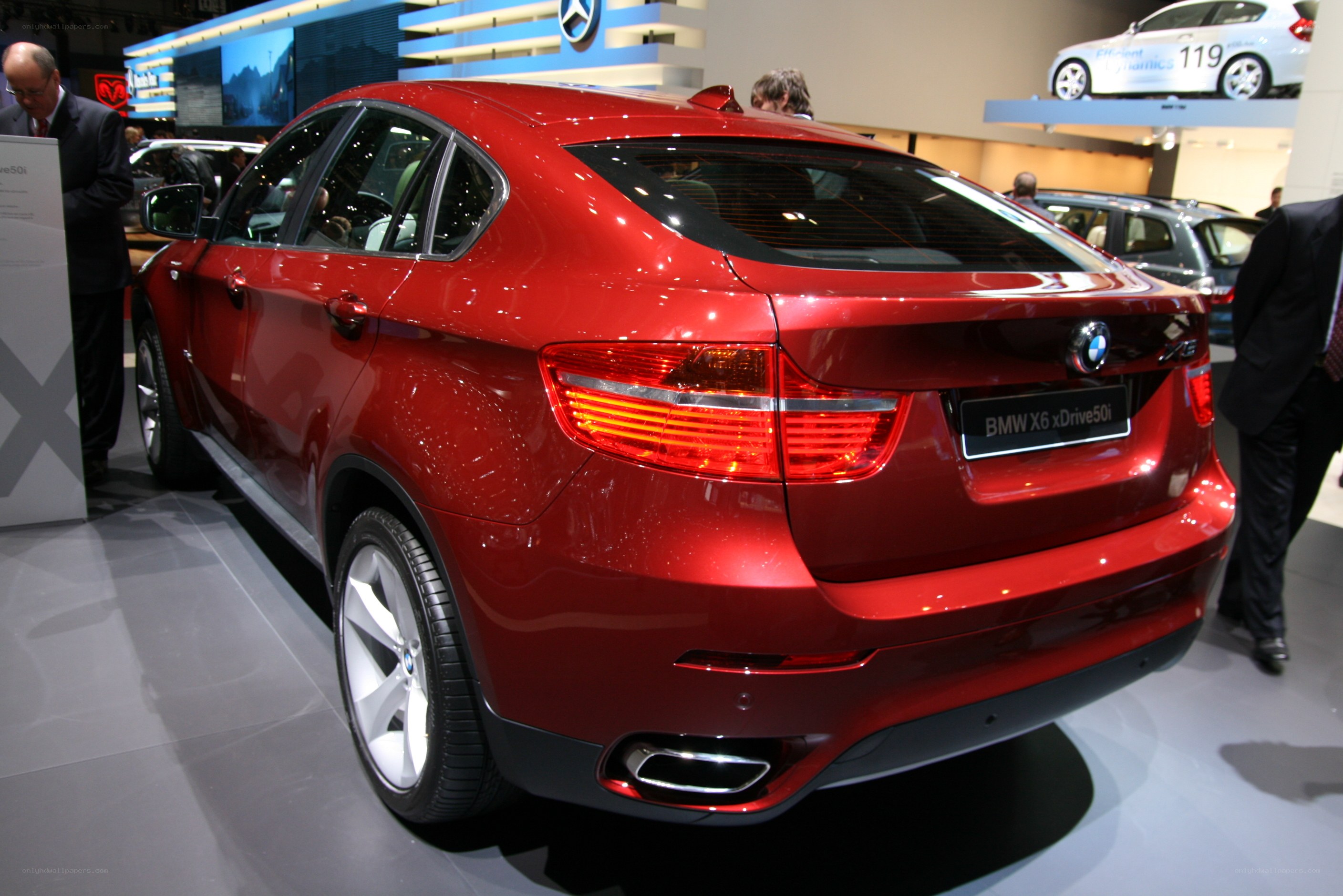 Red BMW X6 on display