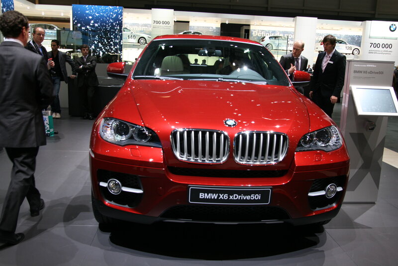 Red BMW X6 on display
