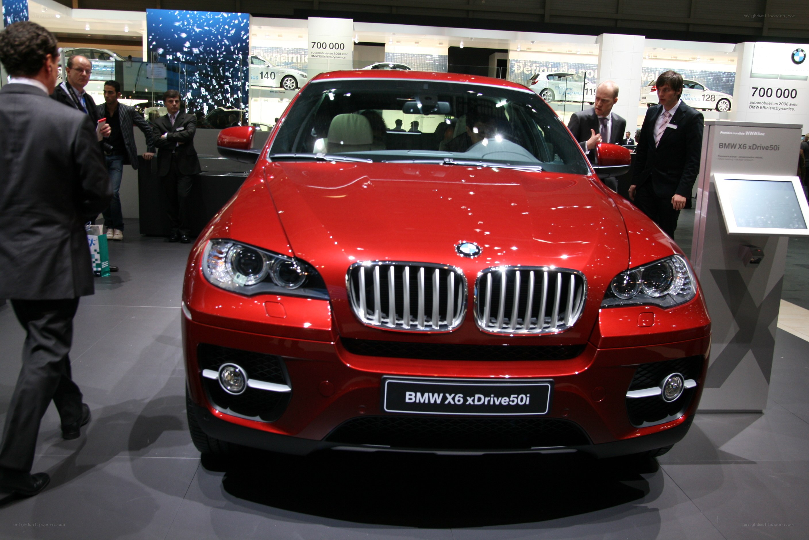 Red BMW X6 on display