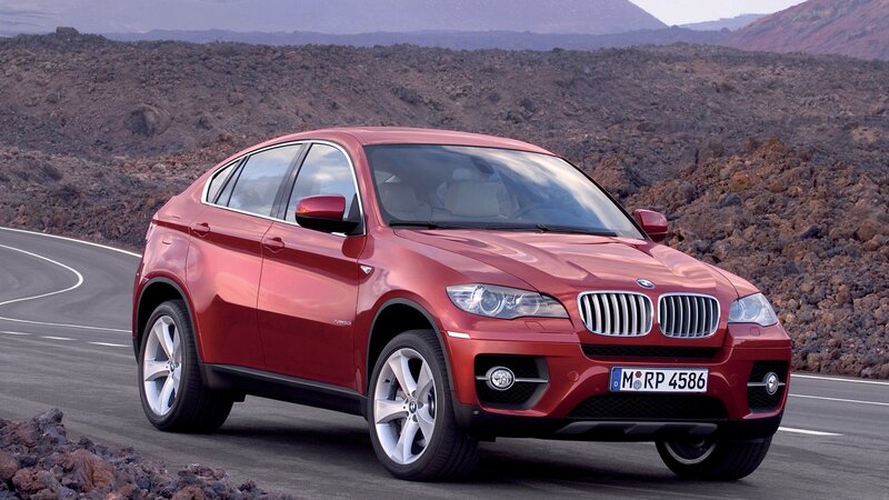 Red BMW X6 SUV — Dramatic, Afternoon, Photograph, Car, Road, Mountain, Black