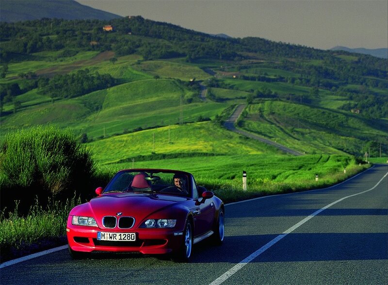 Red BMW Z3 on a winding road