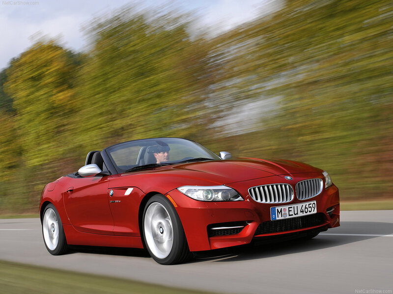 Red BMW Z4 convertible in motion