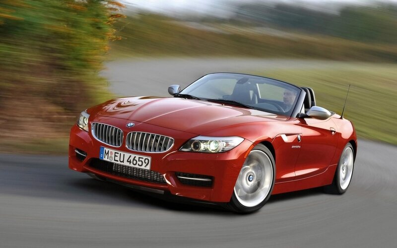 Red BMW Z4 convertible in motion