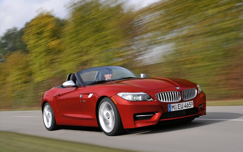 Red BMW Z4 convertible in motion
