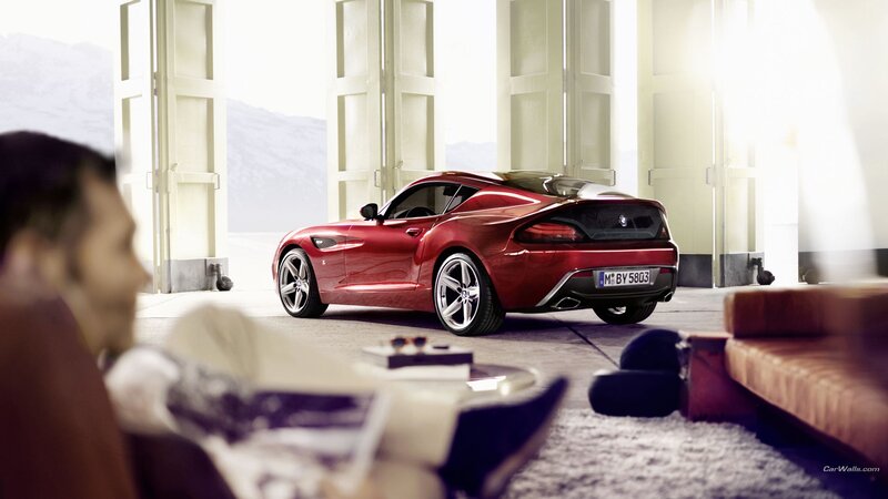 Red BMW Z4 in a modern garage