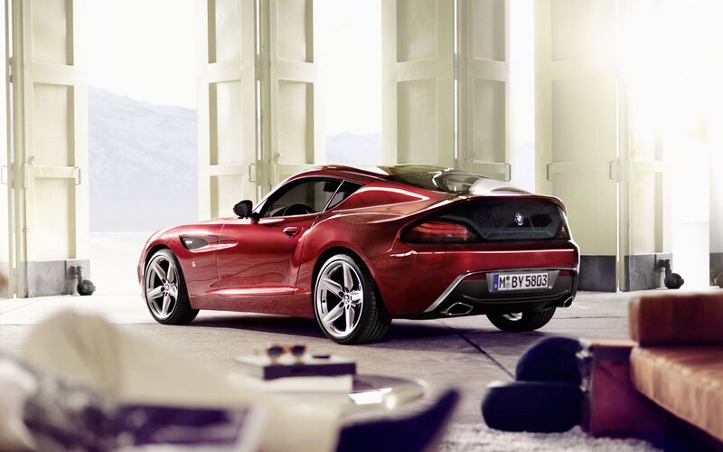 Red BMW Z4 in a modern garage