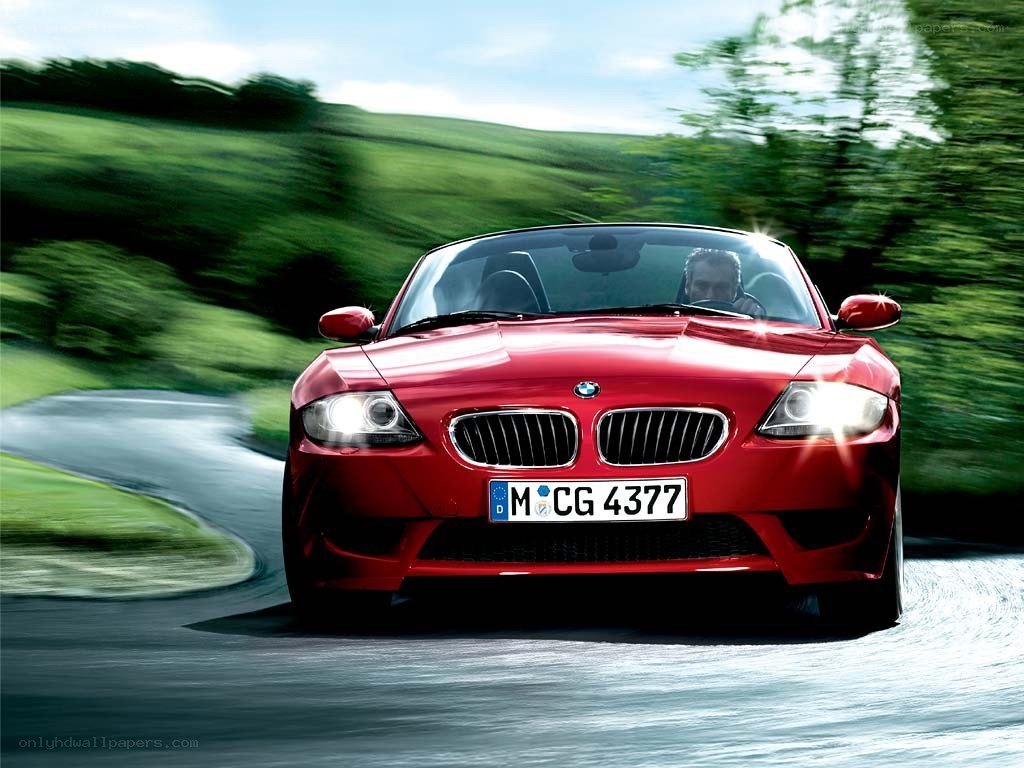 Red BMW Z4 in motion