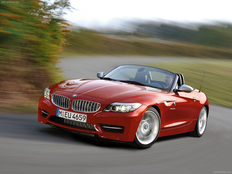 Red BMW Z4 in motion