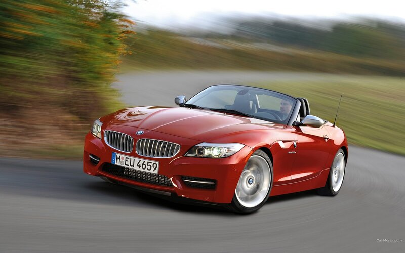 Red BMW Z4 in motion