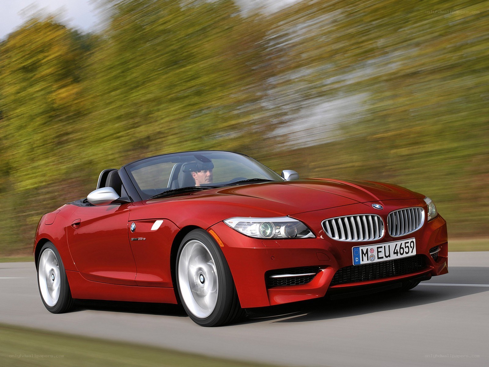 Red BMW Z4 in motion