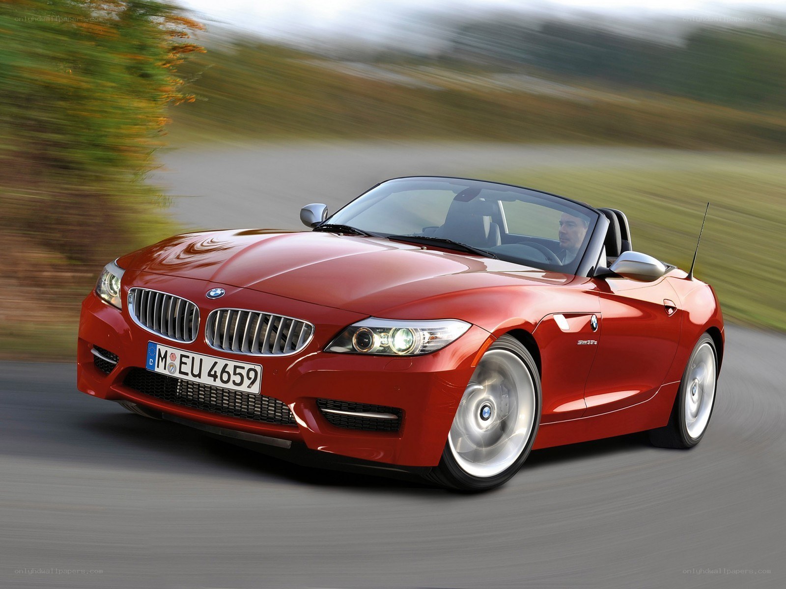 Red BMW Z4 in motion