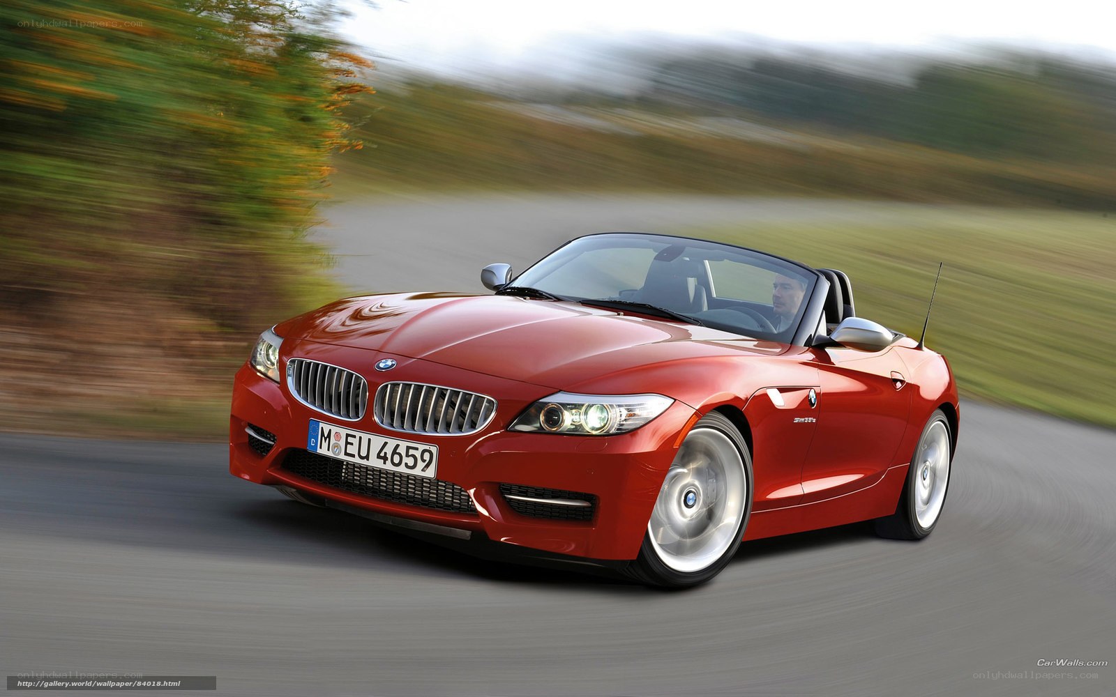 Red BMW Z4 in motion
