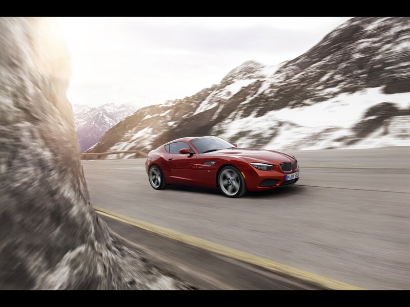 Red BMW Z4 on mountain road