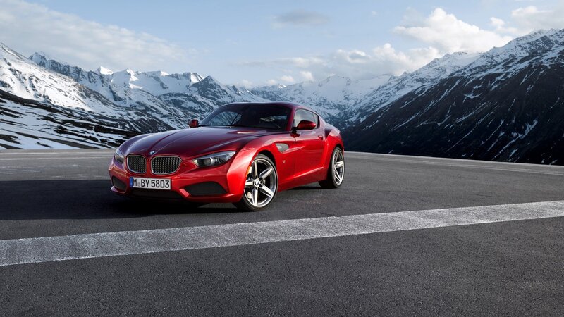 Red BMW Z4 on mountain road
