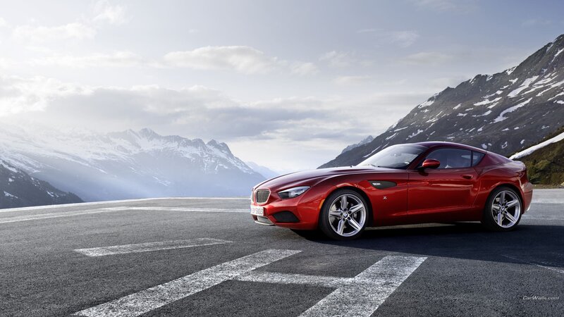 Red BMW Z4 on mountain road