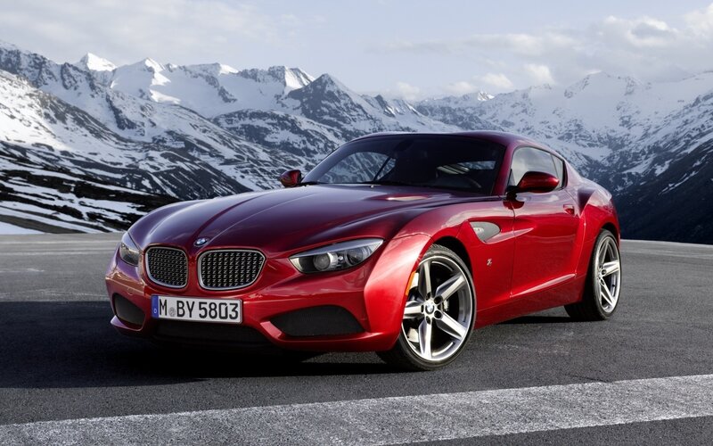 Red Bmw Z9 Coupe — Dramatic, Winter, Photograph, Mountains