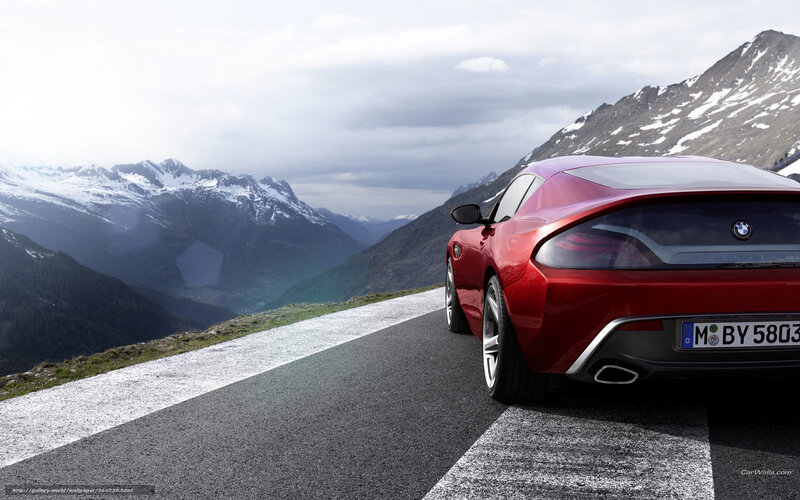Red BMW Zagato on mountain road