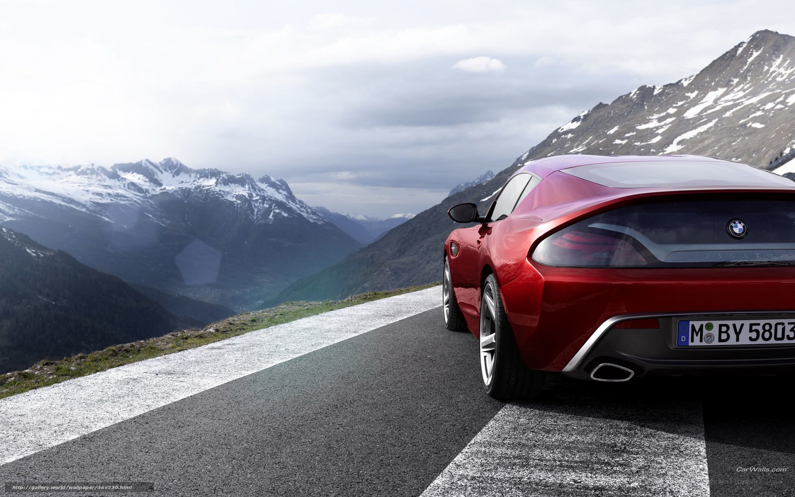 Red BMW Zagato on mountain road