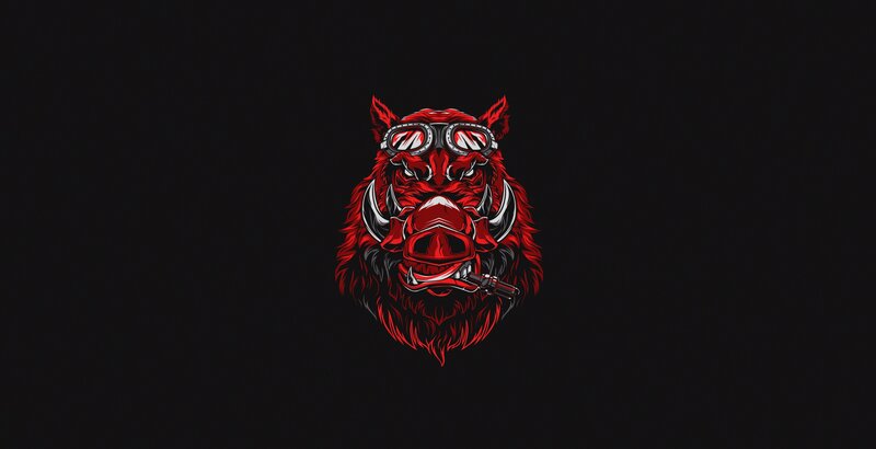 Red Boar with Goggles