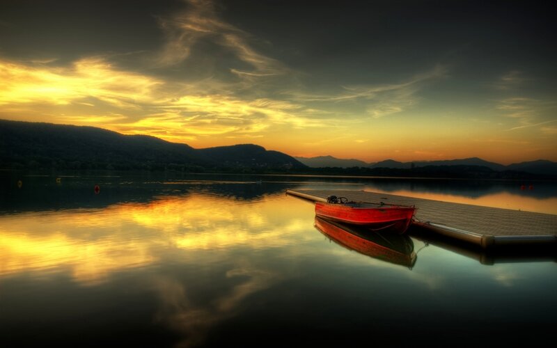 Red Boat at Sunset