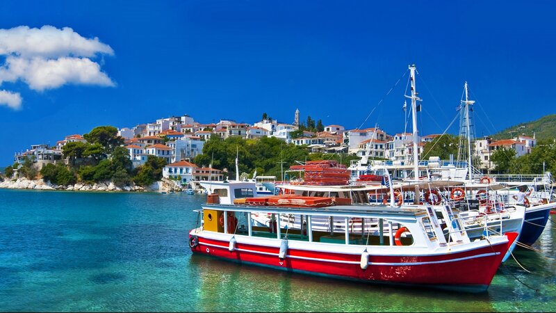 Red Boat in Harbor