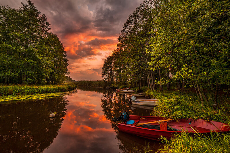 Red Boat on River