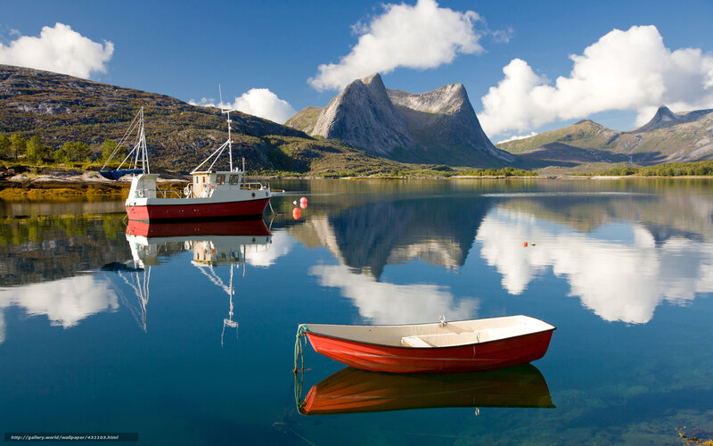 Red Boats in Calm Water