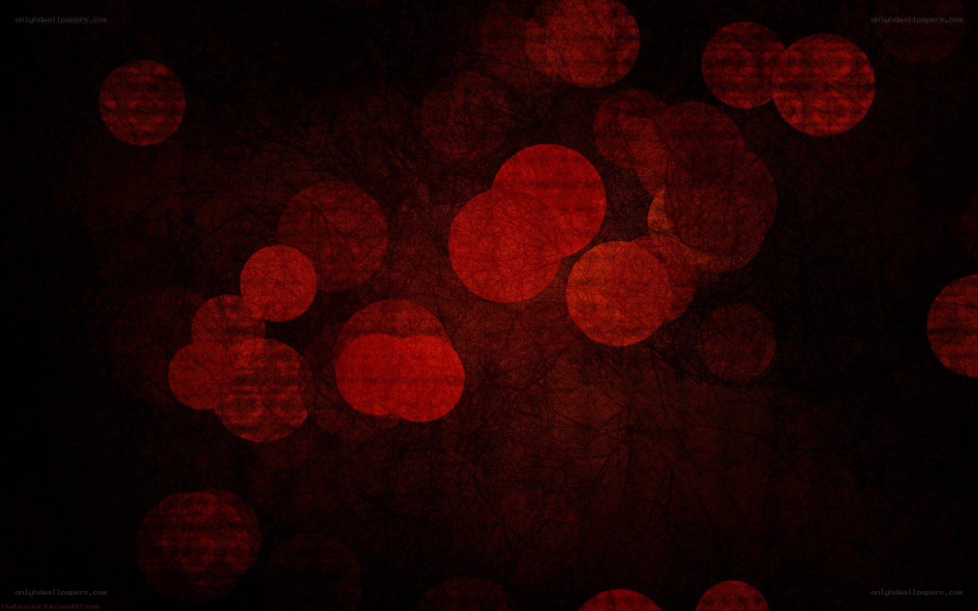 red bokeh circles on dark background